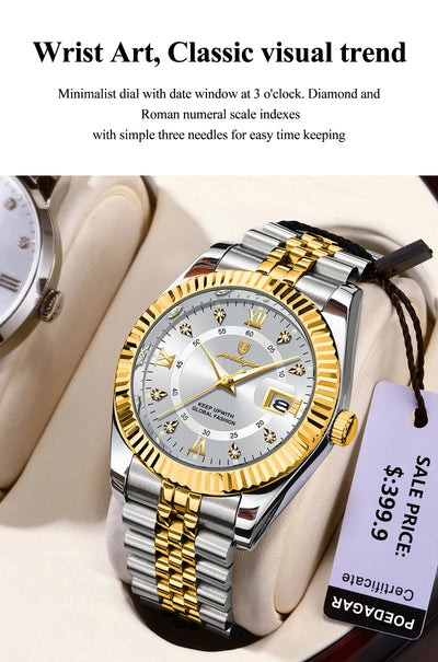 POEDAGAR Luxury Fashion Wristwatch For Men Stainless Steel Date Quartz Man Watch Waterproof Luminous Casual Men's Watches Reloj - LKBA
