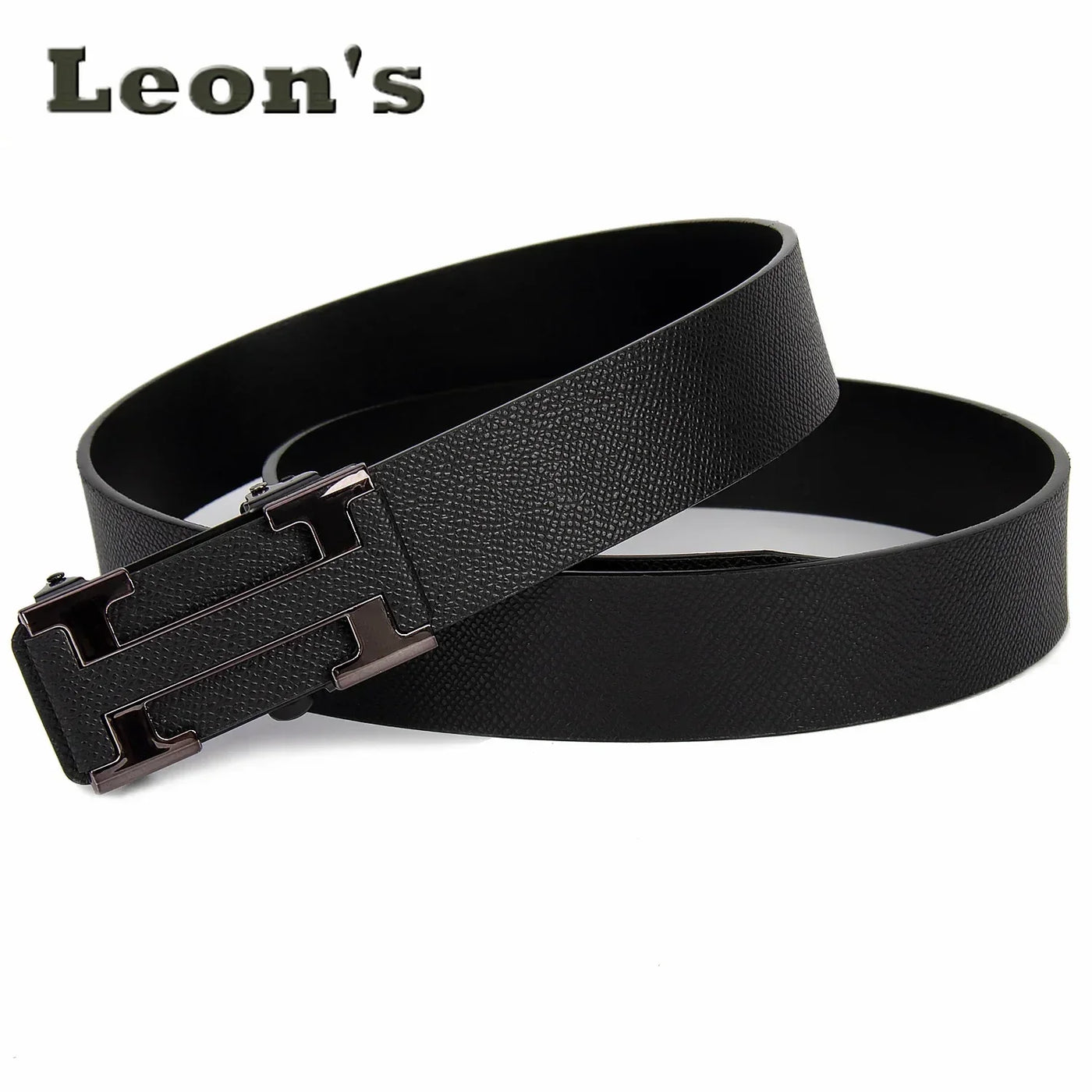 Men Business Belts Famous Brand Durable Leather Belt Dark Color - LKBA