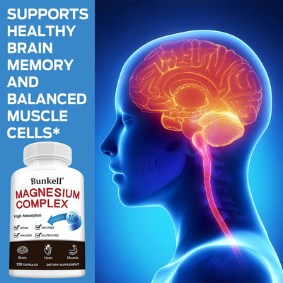 Triple Magnesium Complex - Improve Sleep Quality, Increase Energy, Boost Digestive System, and Improve Immunity, 120 Capsules - LKBA