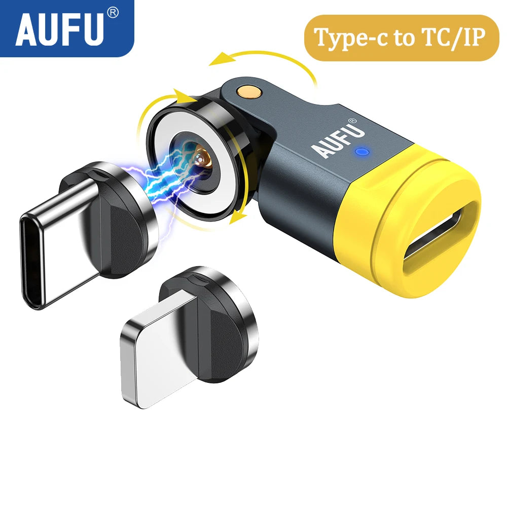AUFU 540 Degree Rotating Magnetic Adapter USB to Type-C Charging Cable Magnetic USB C Female Converter for iPhone17 Mobile Phone - LKBA
