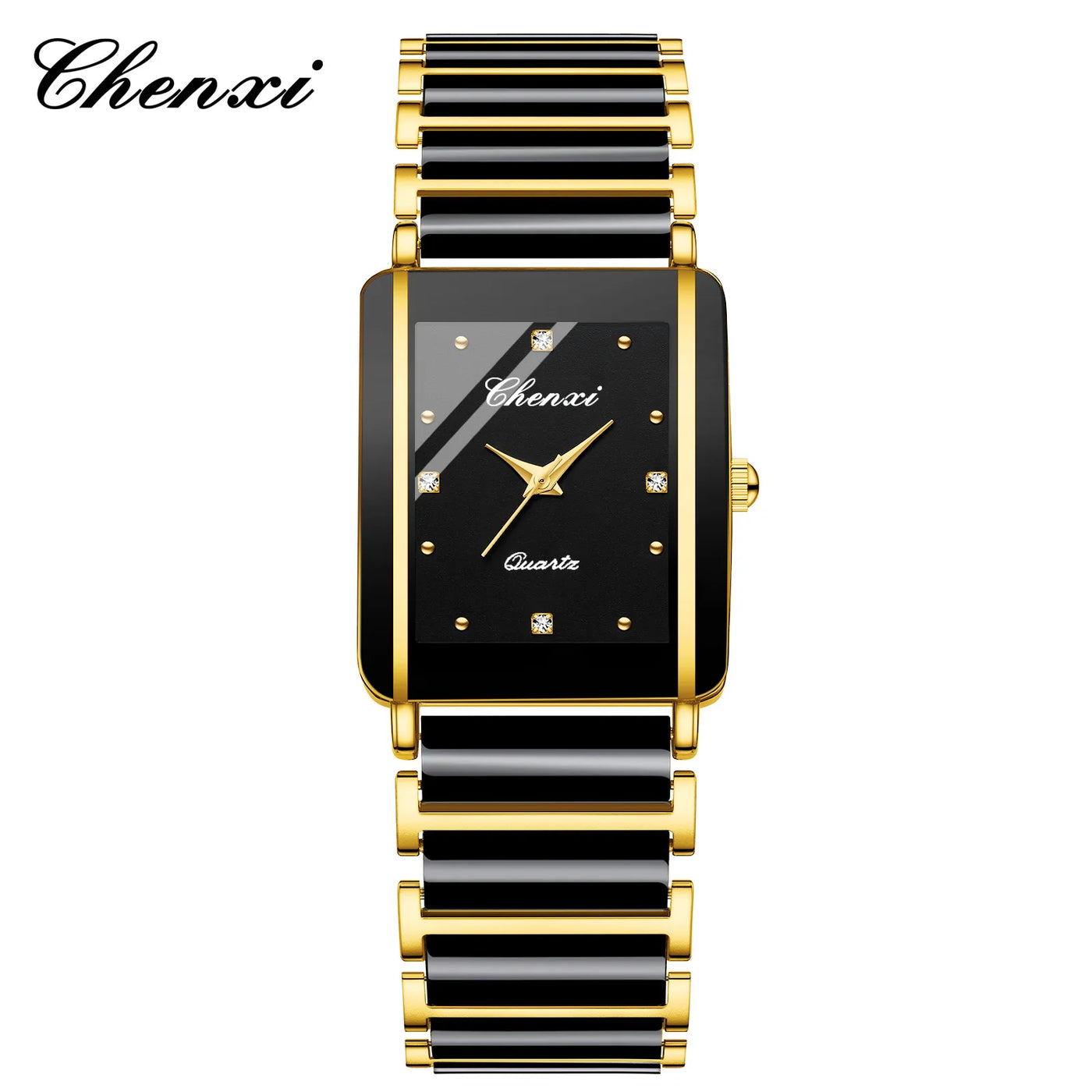 CHENXI 104A Couple's Quartz Watch Gold Black and White Ceramic Luxury Watch Men's and Women's Valentine's Day Gift Watch reloj - LKBA