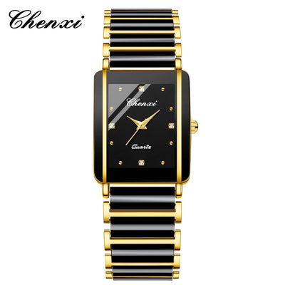 CHENXI 104A Couple's Quartz Watch Gold Black and White Ceramic Luxury Watch Men's and Women's Valentine's Day Gift Watch reloj - LKBA