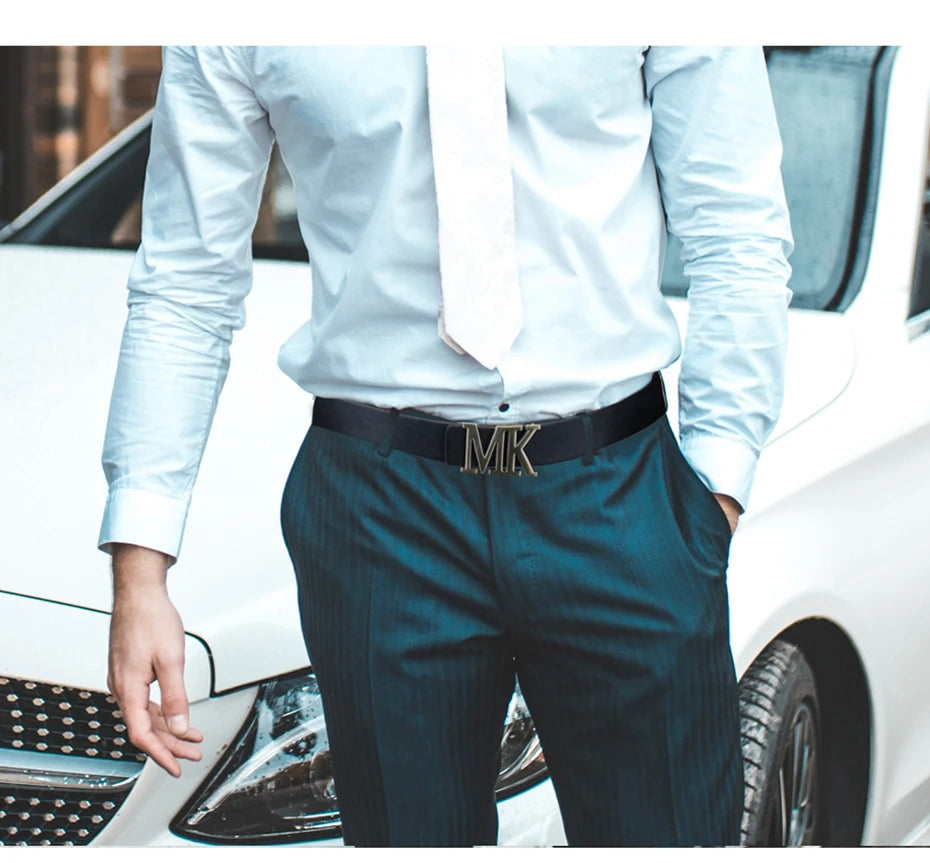 Men's Reversible PU Leather Dress Belt Rotated Black Buckle Belt Valentine's Day - LKBA