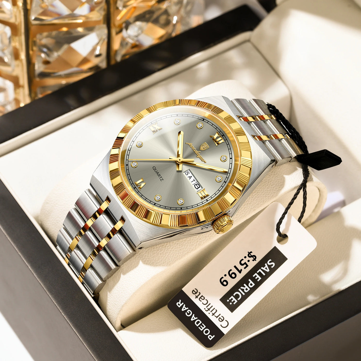 POEDAGAR Original Military Man Wristwatch Quartz Week Date Watch For Men Waterproof Luminous Stainless Steel Men's Watches Reloj - LKBA