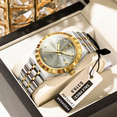 POEDAGAR Original Military Man Wristwatch Quartz Week Date Watch For Men Waterproof Luminous Stainless Steel Men's Watches Reloj - LKBA