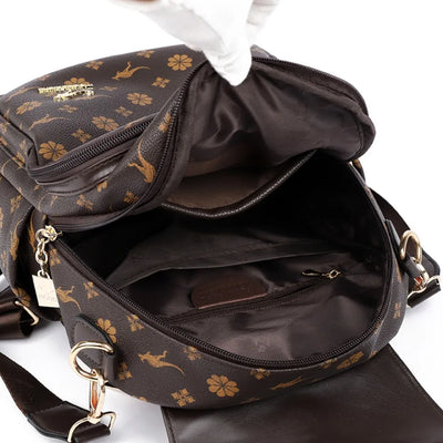 Ladies Backpack Designer High Quality Leather Women Bag Luxury Fashion Printing Tassel School Bags Large Capacity Backpacks Sac - LKBA