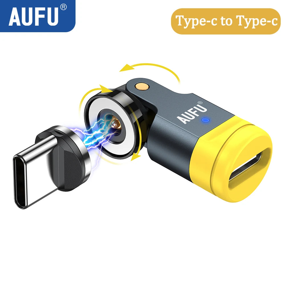 AUFU 540 Degree Rotating Magnetic Adapter USB to Type-C Charging Cable Magnetic USB C Female Converter for iPhone17 Mobile Phone - LKBA