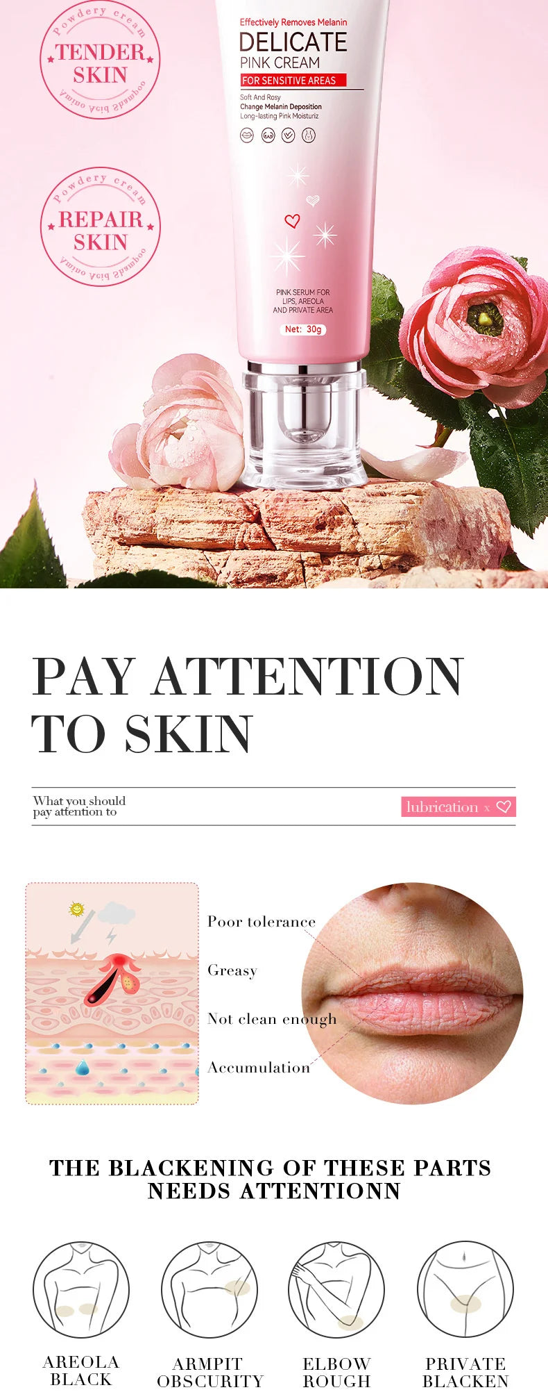 Fast Lightening Pink Lip Bleaching For Dark Lips Remove Melanin Lip Balm Sexy Rose Magic Lip Oil Whitening Moisturizing Makeup - LKBA