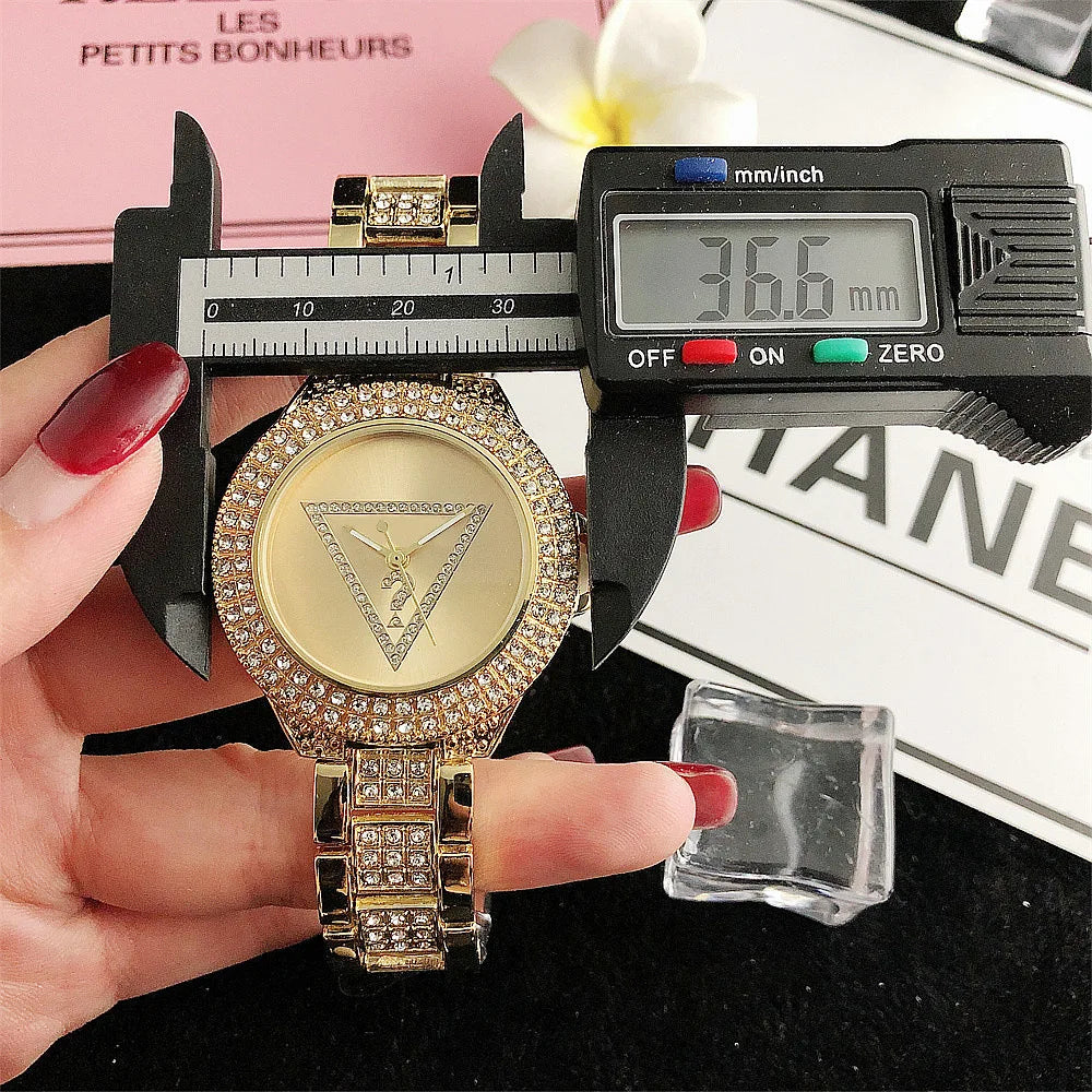 Alloy Steel Bar Inlaid Diamond Watch, Japanese Movement Watch, Fashionable Waterproof Watch, Quartz Watch, Korean Version Fashio - LKBA