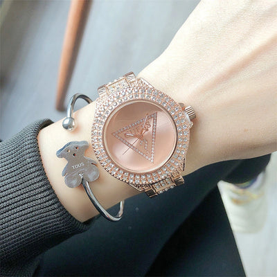 Alloy Steel Bar Inlaid Diamond Watch, Japanese Movement Watch, Fashionable Waterproof Watch, Quartz Watch, Korean Version Fashio - LKBA