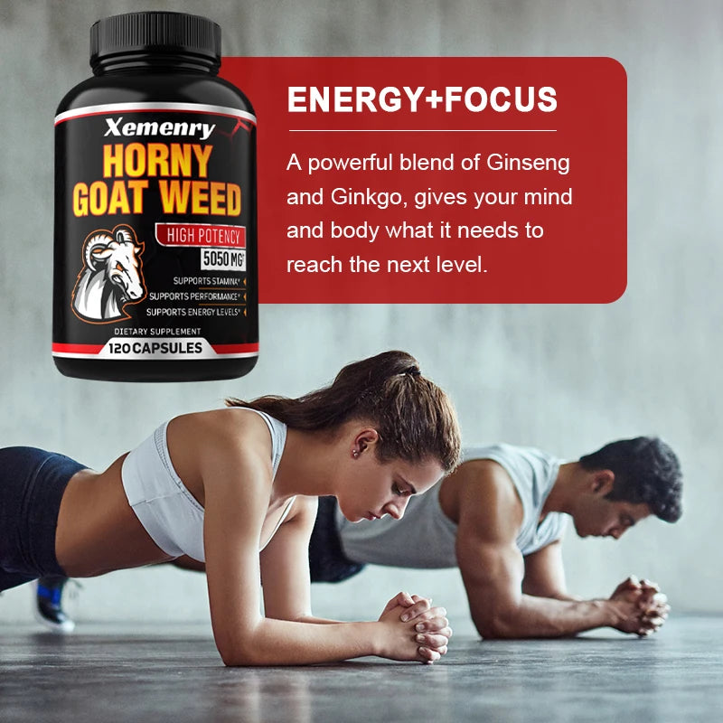Men's Horny Goat Weed Capsules 5050 mg Formula Contains Black Pepper Extract - LKBA