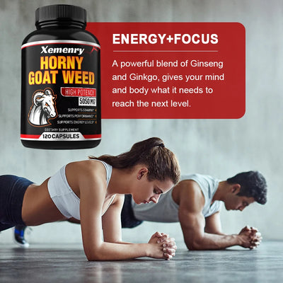 Men's Horny Goat Weed Capsules 5050 mg Formula Contains Black Pepper Extract - LKBA
