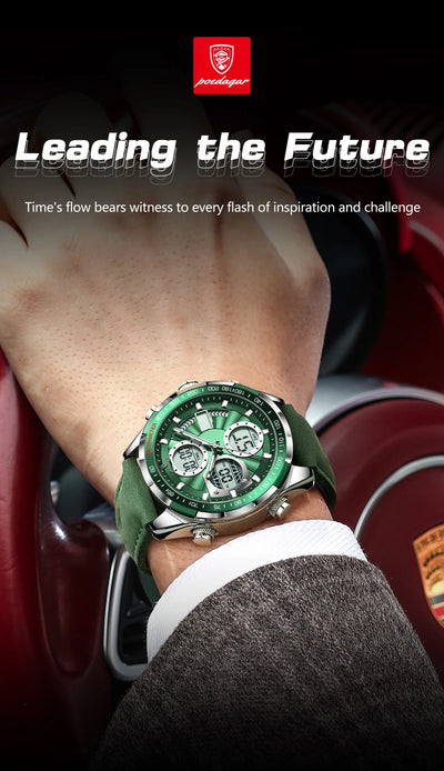 POEDAGAR LED Luxury Men Watch Luminous Week Date Dual Time Display Digital Man Clock Alarm Electronic Men's Quartz Watches Reloj - LKBA