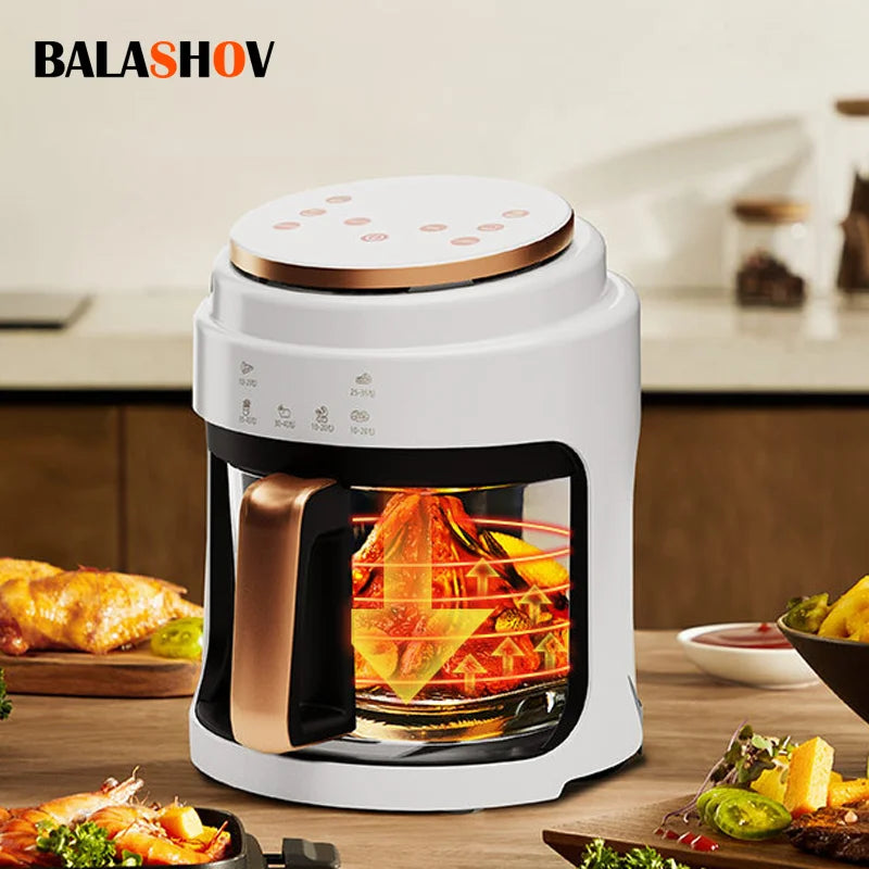Air Fryer Visual Oil-free Electric Fryer Multi-Functional Automatic Household 360°Baking LED Touchscreen - LKBA