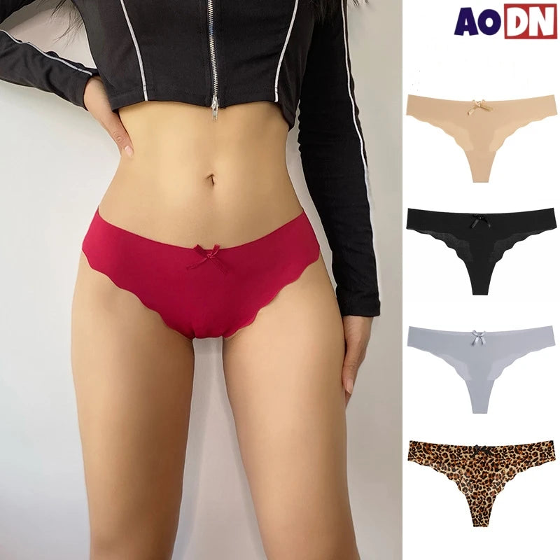 Ultra-thin Quick Drying Lady thong Breathable Ice Silk Women's G-string Comfortable Wave edge Seamless Female T-Pants - LKBA
