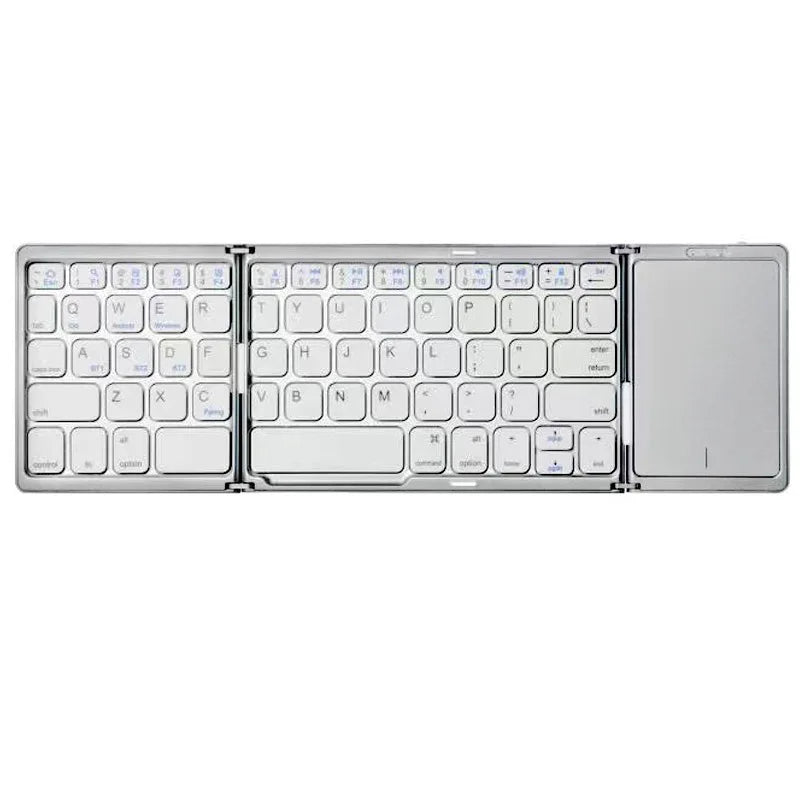 Bluetooth 5.1 Keyboard 3-Folding Mini Keyboard Rechargeable Foldable Keyboard with Touchpad - LKBA