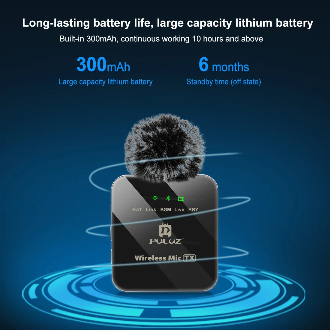 PULUZ Wireless Lavalier Microphone Portable Audio Video Recording Mini Mic for iPhone Android Outdoor Live Broadcast Phone Mic - LKBA