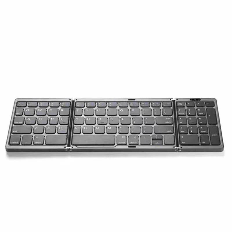 Bluetooth 5.1 Keyboard 3-Folding Mini Keyboard Rechargeable Foldable Keyboard with Touchpad - LKBA