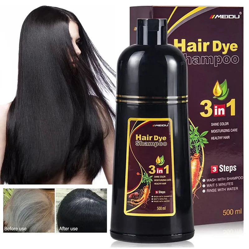 30ml/500ml 3-in-1 Quick Hair Dye Shampoo Natural Black Herbal Hair Dye Moisturizes Mild Hair Dye Conditioner Hair Care Products - LKBA