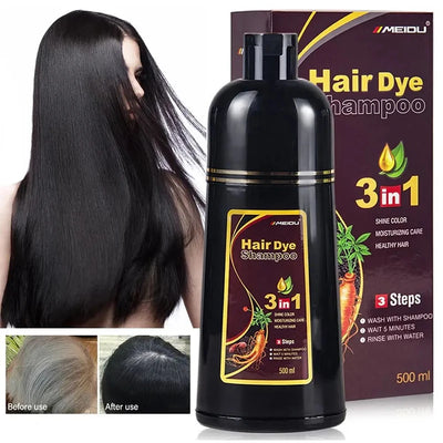 30ml/500ml 3-in-1 Quick Hair Dye Shampoo Natural Black Herbal Hair Dye Moisturizes Mild Hair Dye Conditioner Hair Care Products - LKBA