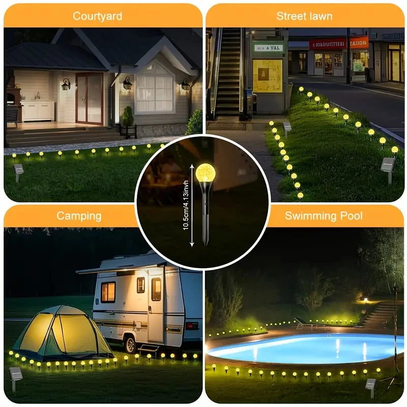 30 LED Solar Bubble Ball Lawn Lights Waterproof Solar Pathway String Light for Outdoor Garden Patios Trail Lighting Decoration - LKBA
