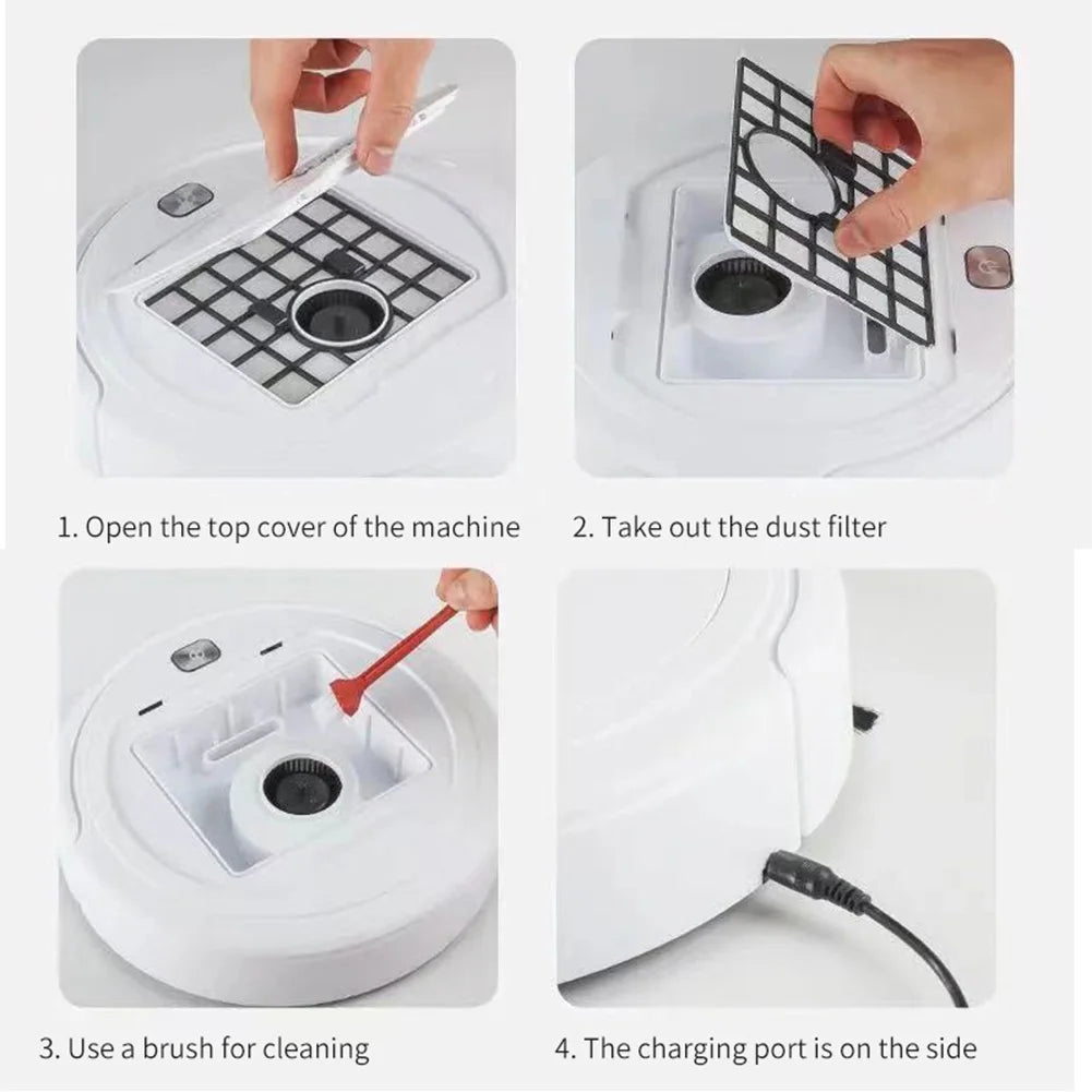 3-in-1 Robot Vacuum Cleaner USB Rechargeable 1000Pa Suction Robotic Vacuum and Mop Combo for Home Floor Washing Carpet Pet Hair - LKBA