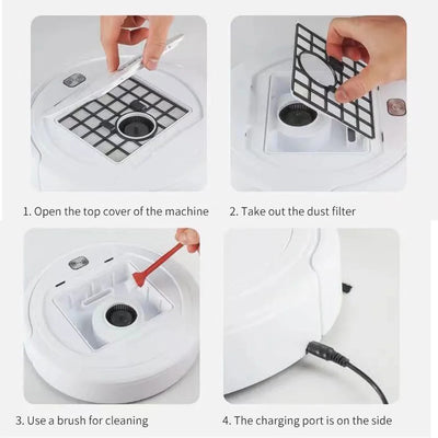 3-in-1 Robot Vacuum Cleaner USB Rechargeable 1000Pa Suction Robotic Vacuum and Mop Combo for Home Floor Washing Carpet Pet Hair - LKBA