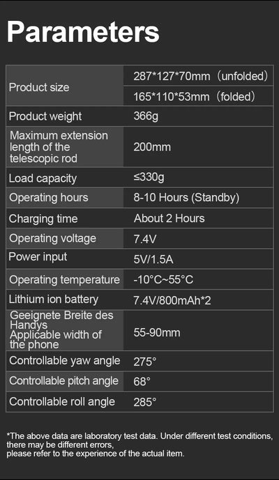 Handheld Anti-shake Gimbal Stabilizer Travel Extended Selfie Stick Face Tracking Phone Stand - LKBA