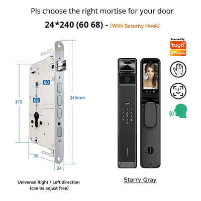 Real Time Intercom Palm Vein Recognition Intelligente Tuya Wifi  3DFace Unlock Outdoor Front Smart Digital Door Lock With Camera - LKBA