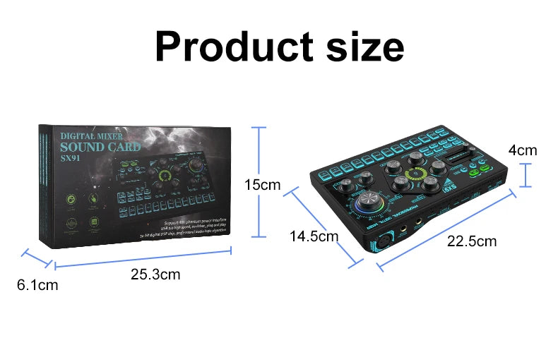 Audio Mixer with Voice changer, Podcast Mixer, Sound Card for Phone Gaming Karaoke Studio Live Streaming Podcast - LKBA