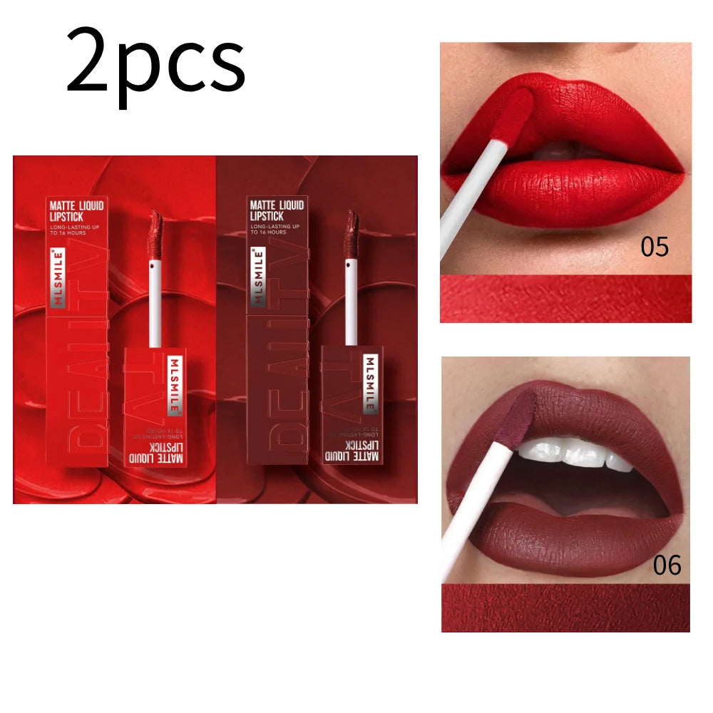 6 Color Non-stick cup Velvet Satin Gloss Lip Glaze Mist Liquid matte lipstick Waterproof long-lasting - LKBA
