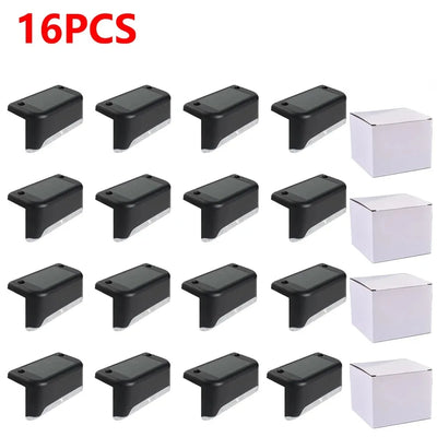 4-32pack Warm White Solar LED Step Lights Waterproof Outdoor Garden Path Stair Balcony Night Light Patio Fence Light Decoration - LKBA