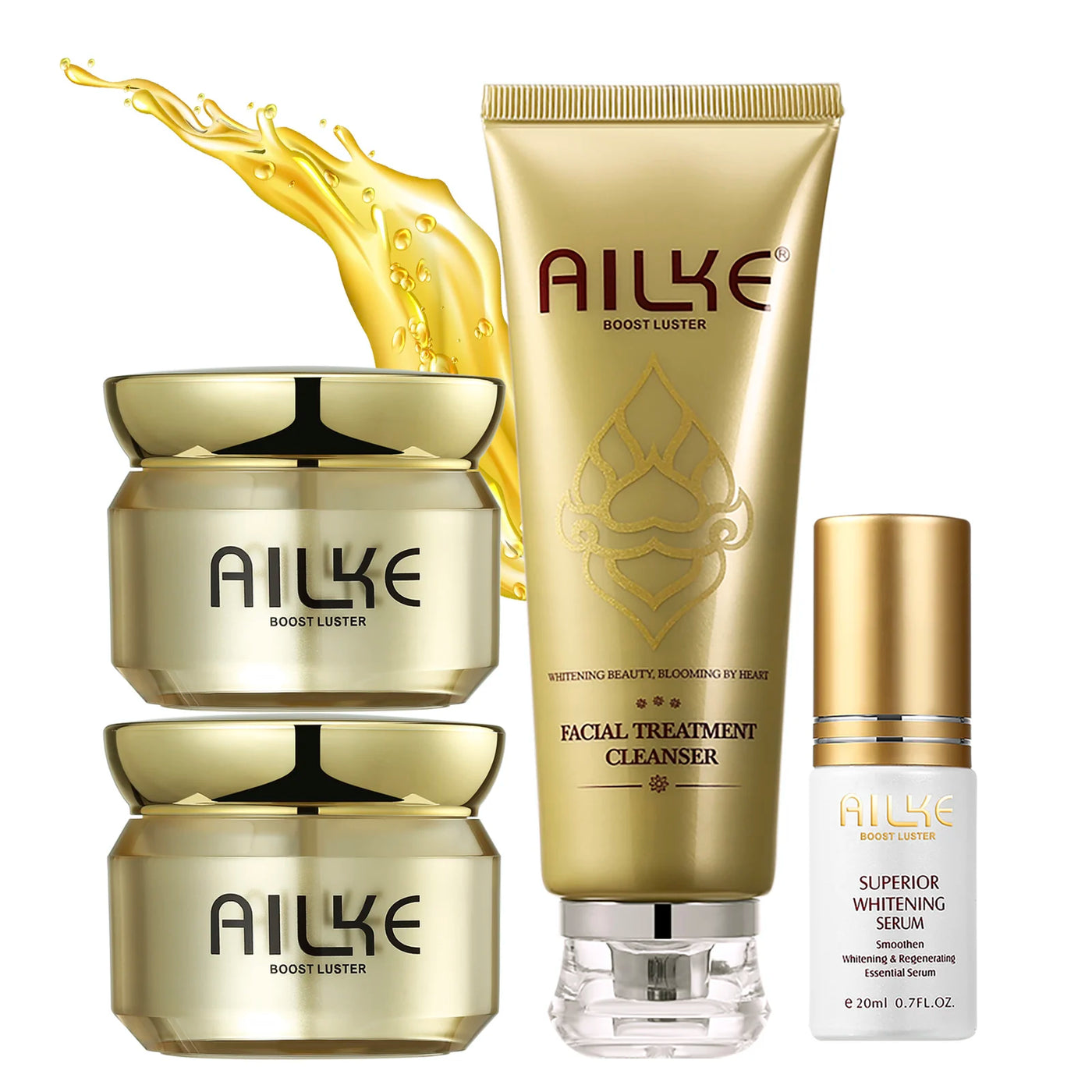 AILKE Lightening Facial Skin Care Cream With Glutathione, Reduce Dark Spots, Improve Dull Skin, Moisturizing Face Clean Set - LKBA