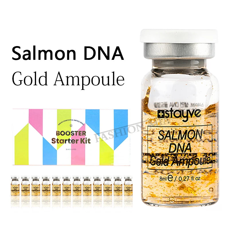 Stayve 8ml Salmon DNA Gold Ampoule Serum Kit Natural Brightening Whitening Moisturizing Rejuvenation Face Care Skin - LKBA