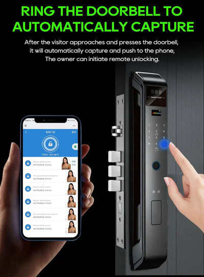 SANKESONG Tuya 3D Face Recognition Smart Lock with Security Camera Digital Electronic Intelligent Fingerprint Lock Dual Battery - LKBA