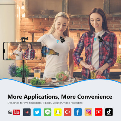 PULUZ Wireless Lavalier Microphone Portable Audio Video Recording Mini Mic for iPhone Android Outdoor Live Broadcast Phone Mic - LKBA