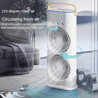 Mini Electric Fan with Spray Cooling Function Portable Air Conditioning Fan with LED Light - LKBA