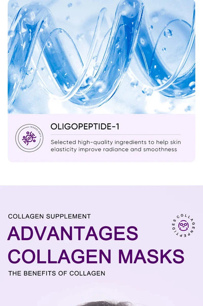 Collagen Anti-Wrinkle Facial Mask Anti-Aging Fade Fine Lines Firm Skin Moisturizing Brightening Smooth Skin Care Korean Cosmetics - LKBA