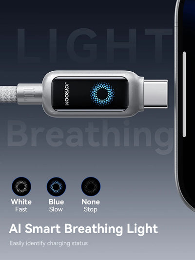 Joyroom 100W USB C Cable Automatic Power Off Fast Charge Type C Cable For iPhone 16 15 Pro Max  Xiaomi Sumsang Huawei - LKBA