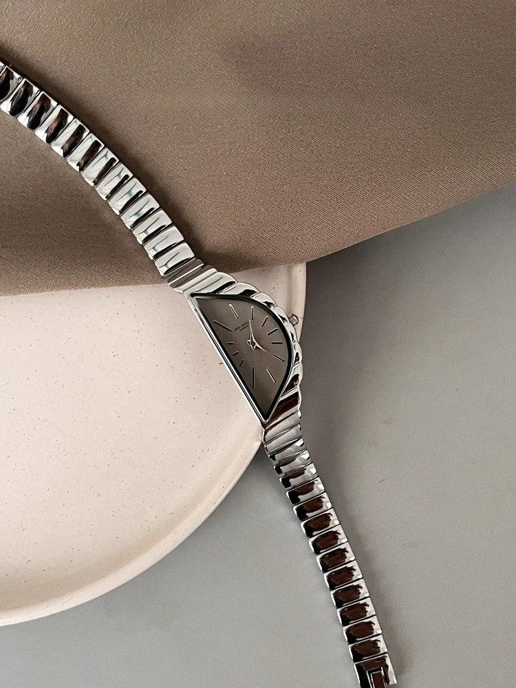 Women Watch Gold Half Moon Dial Medium Antique Fashion Niche Unique Design Ladies Quartz Watch - LKBA