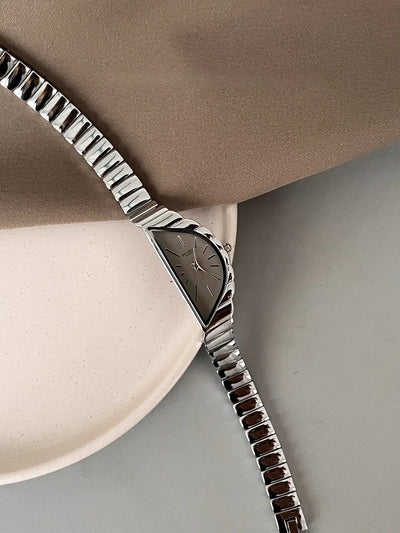 Women Watch Gold Half Moon Dial Medium Antique Fashion Niche Unique Design Ladies Quartz Watch - LKBA