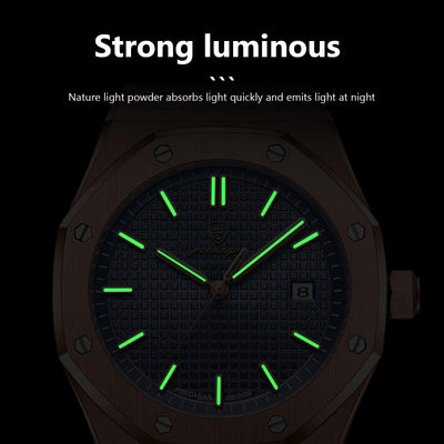 POEDAGAR Luxury Business Man Wristwatch Waterproof Luminous Date Men Watch Stainless Steel Fashion Quartz Watches For Men Reloj - LKBA
