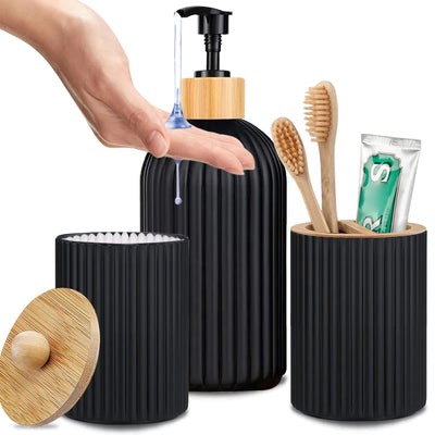 Bathroom Countertop Container Hand Soap Dispenser Cotton Ball Storage Box Toothbrush Holder - LKBA