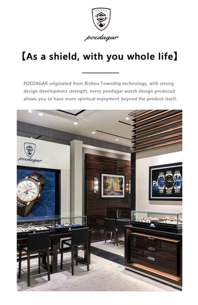 POEDAGAR Original Luxury Men's Watches Date Chronograph Stainless Steel Quartz Watch Waterproof Luminous Fashion Man Wristwatch - LKBA