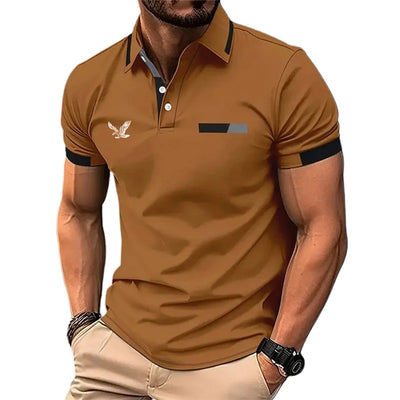 Men's Golf Shirt Golf Polo Work Casual Lapel Short Sleeve Basic Modern Color Block Patchwork Spring & Summer Regular Fit - LKBA