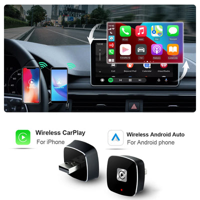 Wireless 2 in1 Carplay Adapter for Android iPhone Auto Wired to Wireless AI Box USB Connection For Volvo Benz Mg Kia Chery VW - LKBA