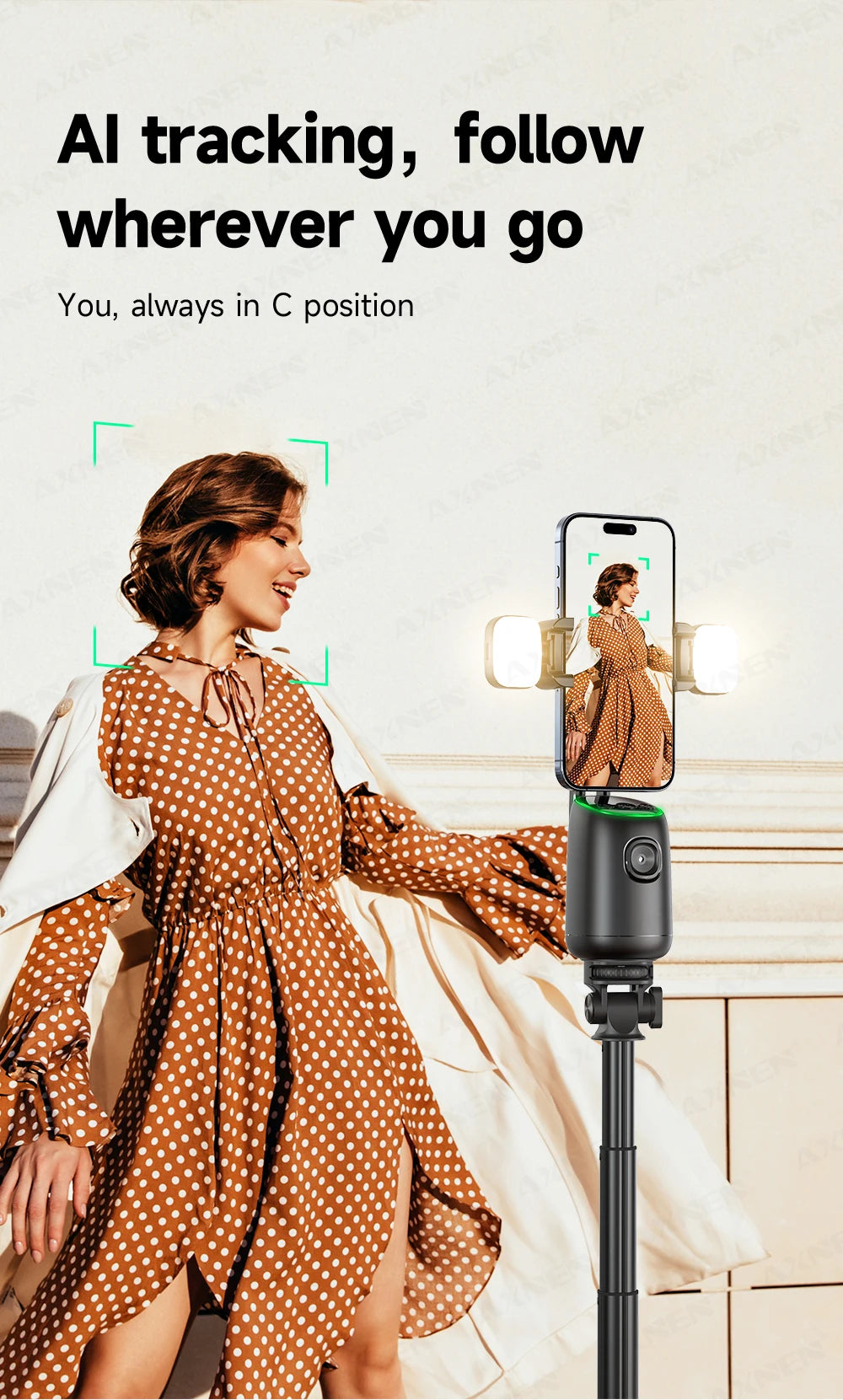 360°Rotating P05 AI Face Tracking Desktop Gimbal Stabilizer Intelligent Follow Shoot Gesture Control - LKBA