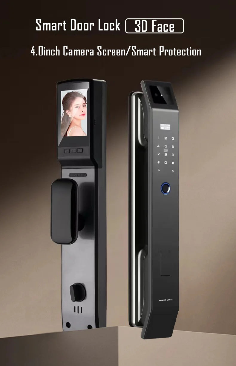 3D Face Recognition Unlock Digital Door Lock With Camera FIngerprint Password Unlock Keyless Electronic Door Lock - LKBA