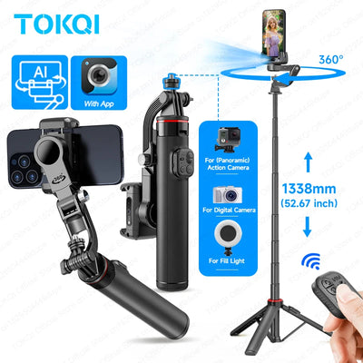 C22 AI Face Tracking Handheld Gimbal Stabilizer 360° Rotation Shoot Selfie Stick Tripod - LKBA