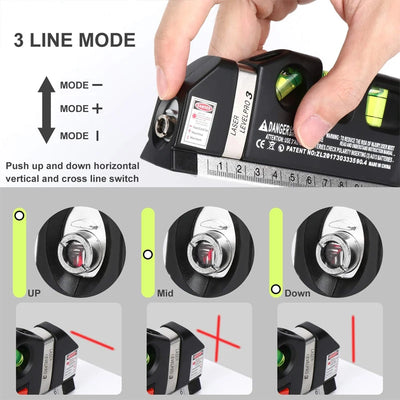 New Laser Level Line Tools and Tripod Multipurpose Adjustable Laser Level Kit Standard Cross Line Lase 8 Feet Measure Tape Ruler - LKBA